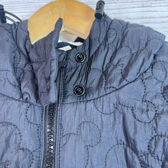 Disney Parks Quilted Jacket Black Embroidered Mickey Icon Hood Ears Full Zip S - Picture 6 of 12